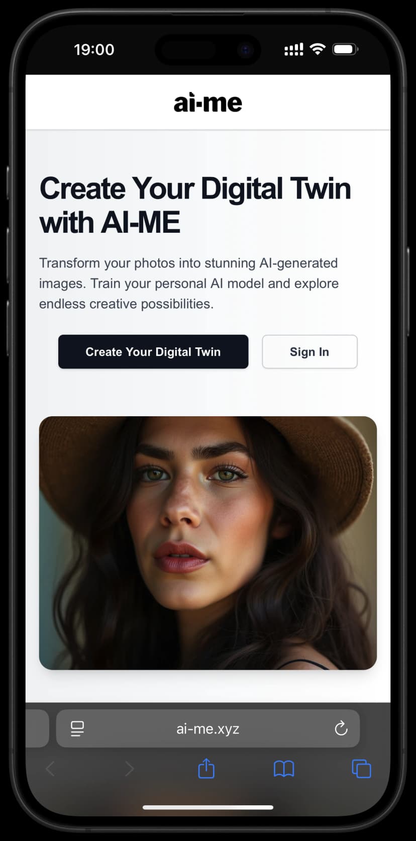 AI-ME Web App mobile view screenshot 1